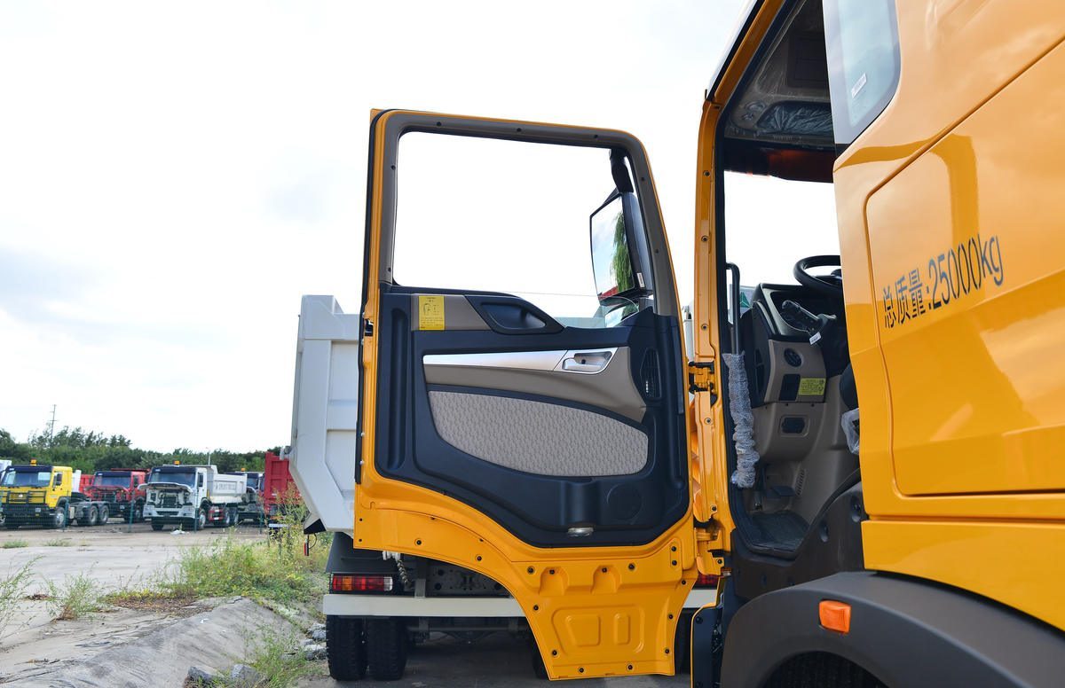 HOWO TX dump truck door detail showing strong build quality