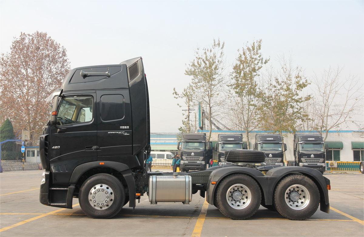 侧视图（Side View） HOWO A7 420HP 6x4 Tractor Truck side view displaying 6x4 drivetrain and long-haul configuration