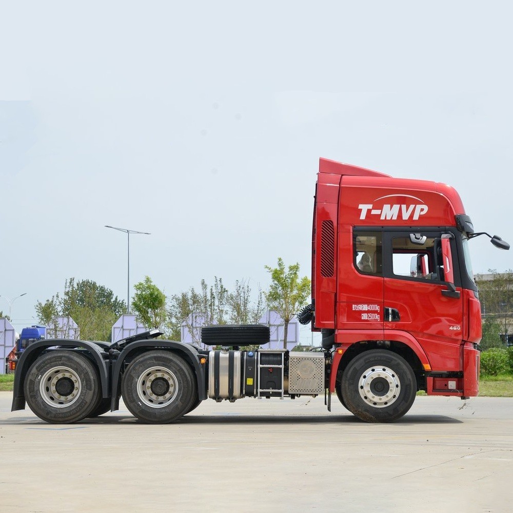 Shacman X5000 6x4 heavy duty tractor truck side view showing long haul tractor configuration and dual rear axles