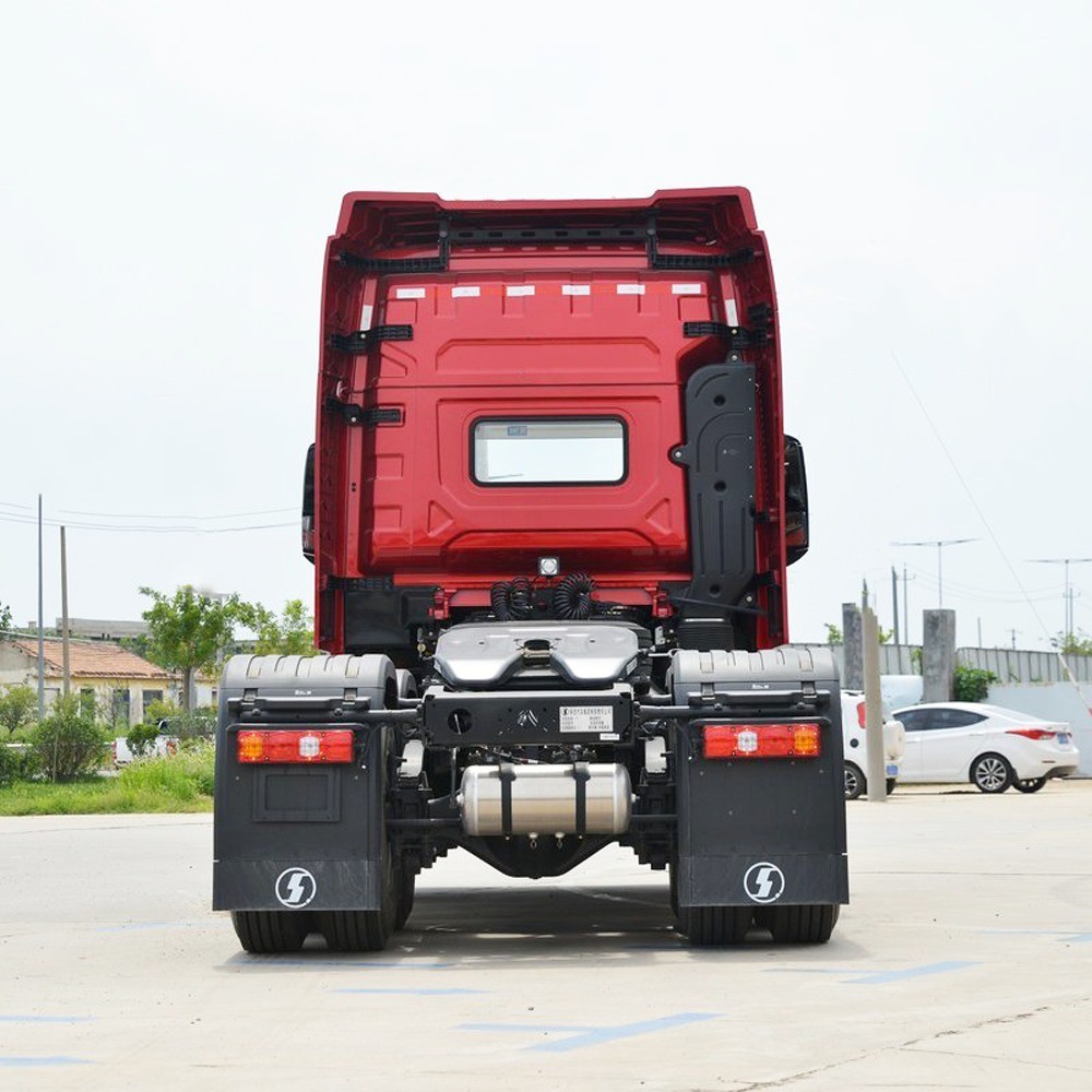Shacman X5000 6x4 heavy duty tractor truck rear view showing fifth wheel coupling and reinforced chassis