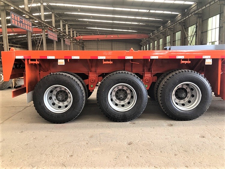 3 axle flatbed semi truck trailer tire detail designed for long distance heavy load transport