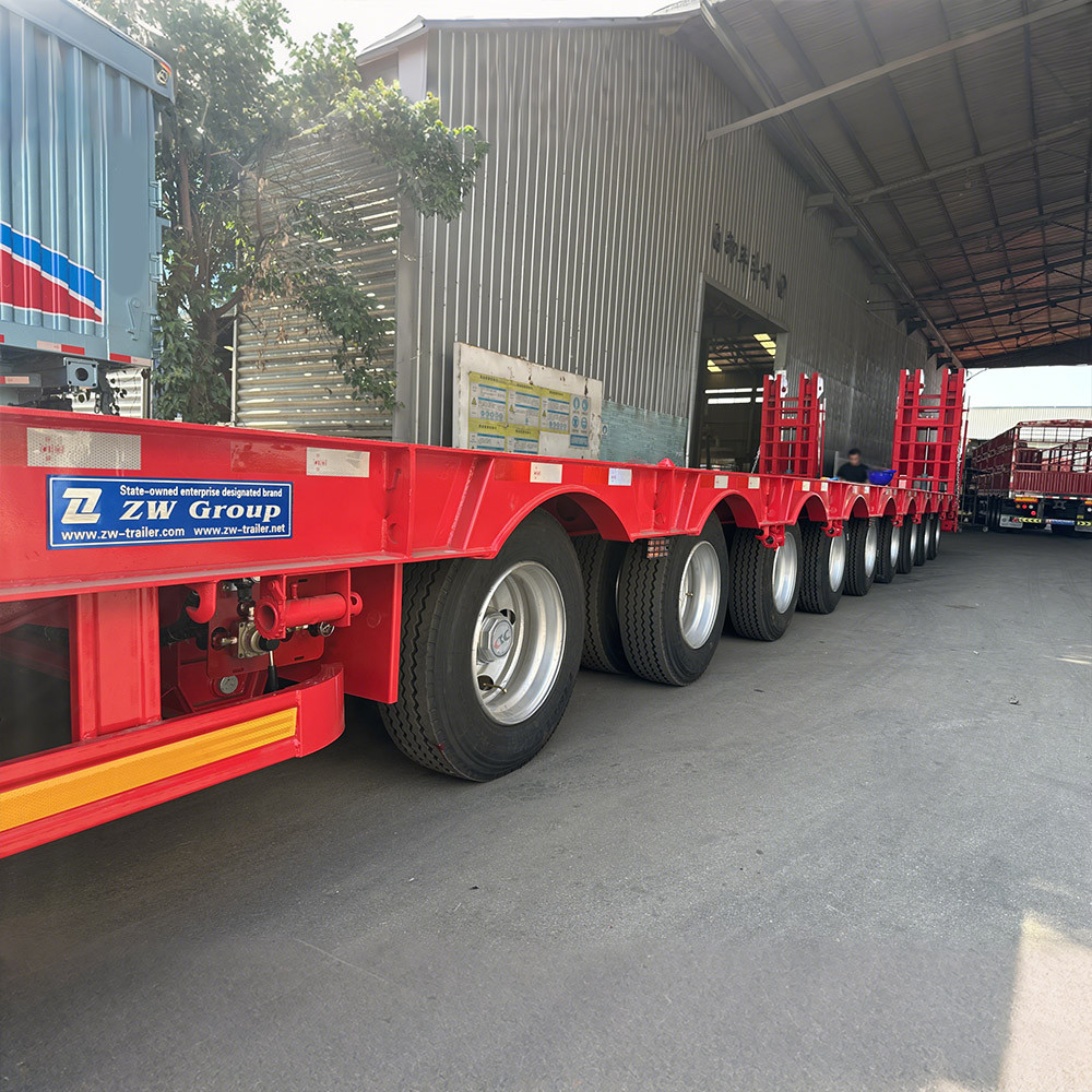 9 axle lowbed semi trailer tire detail designed for construction and mining transport