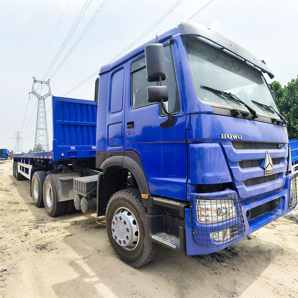 ZW Group 40 foot cargo transport flatbed trailer with HOWO tractor unit