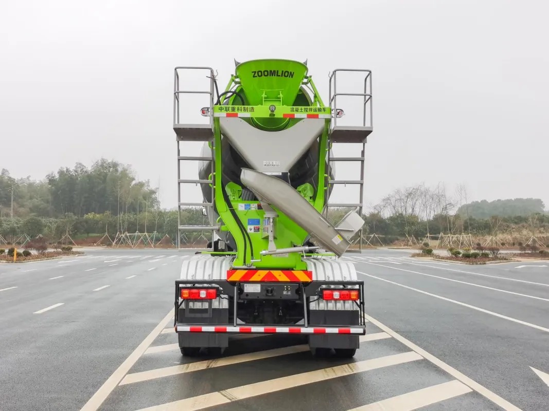 Shacman M3000S 8x4 heavy duty concrete mixer truck rear view showing mixer drum and reinforced chassis