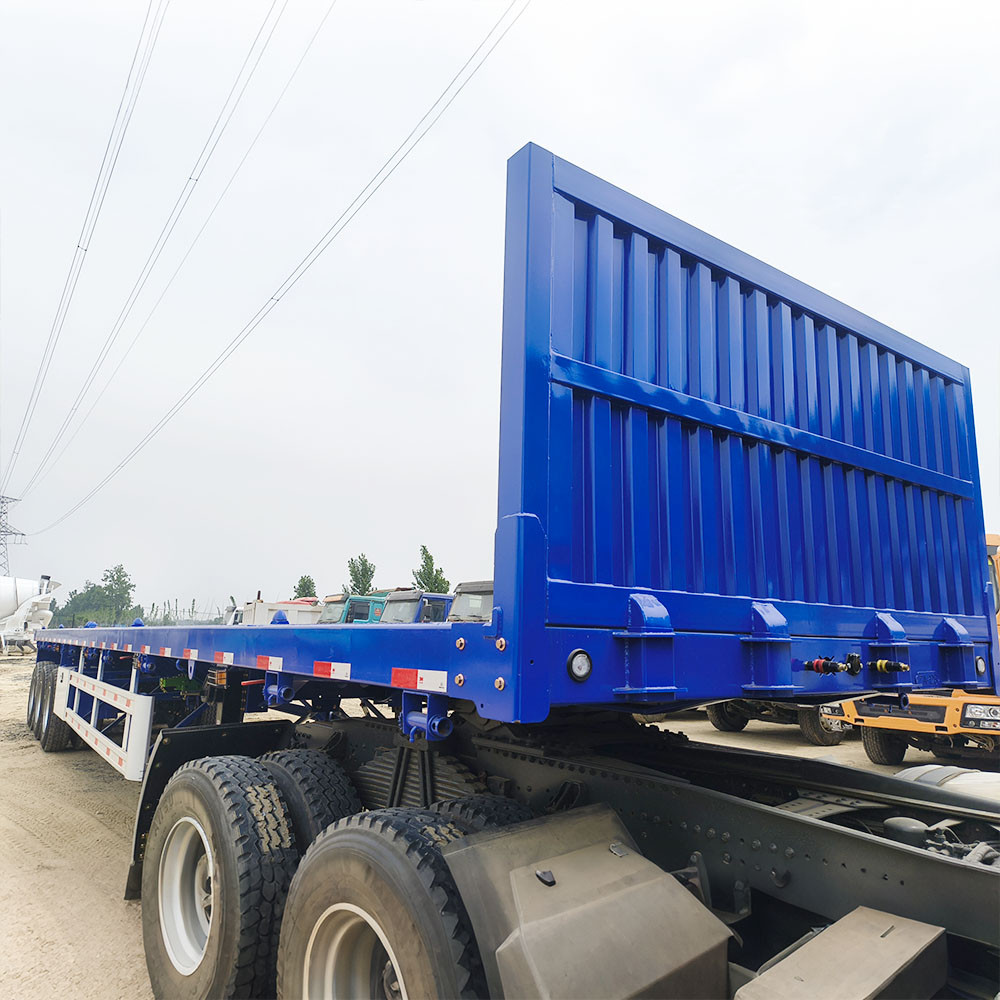 Reinforced front board of 3 axle 40ft cargo flatbed trailer from China manufacturer