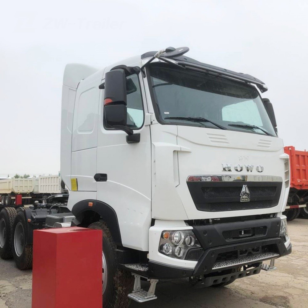 HOWO T7H 430HP 6x4 Tractor Truck front 3/4 view highlighting modern cab and heavy-duty chassis