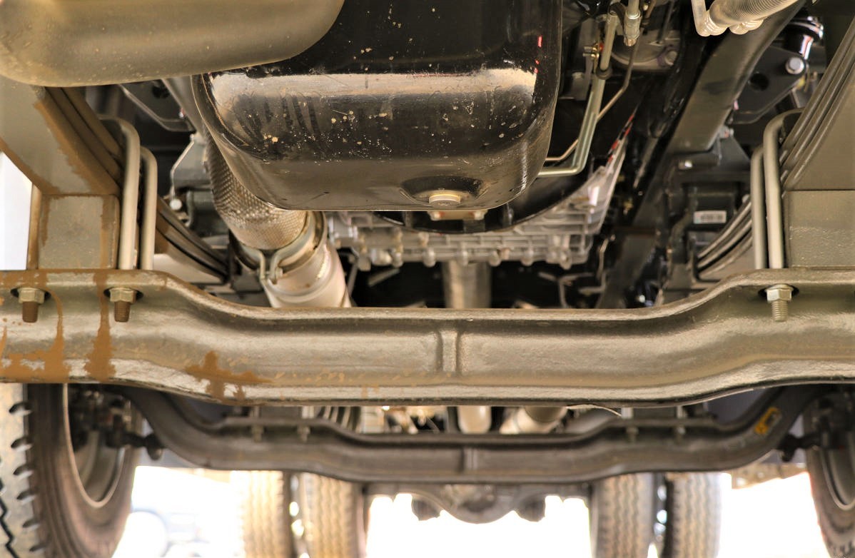 HOWO T5G 270HP 6x4 cargo truck chassis showing reinforced frame and suspension