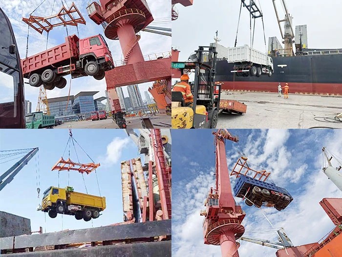ZW Shacman dump truck loading at port for delivery