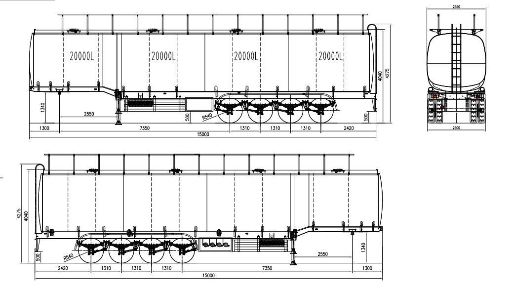 4 axle heavy duty bitumen tanker trailer