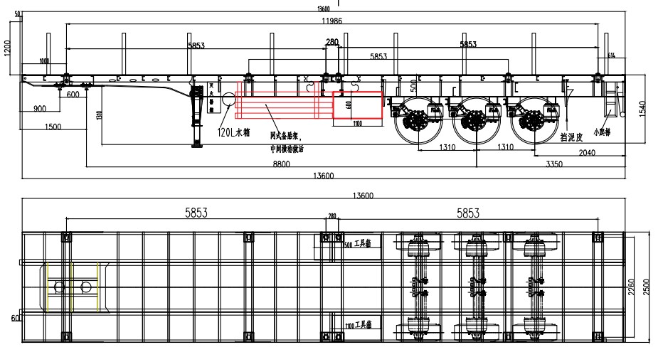 40ft flatbed semi truck trailer