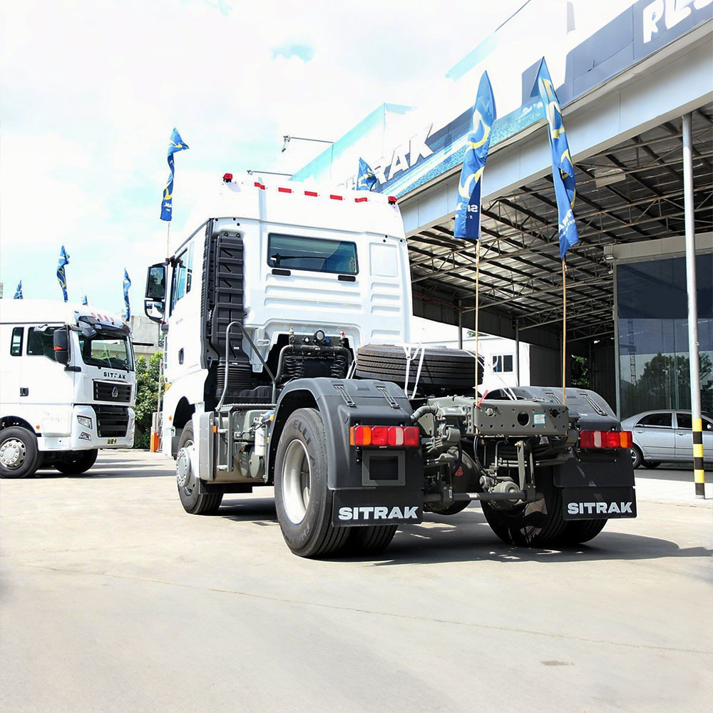 SITRAK C7H 360HP 4×2 tractor truck rear three quarter view showing chassis and fifth wheel coupling