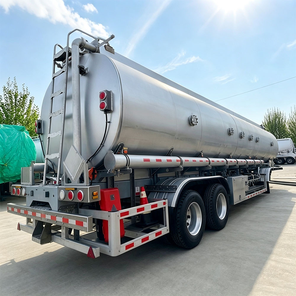 Aluminum fuel tanker trailer from China manufacturer showing multiple compartments