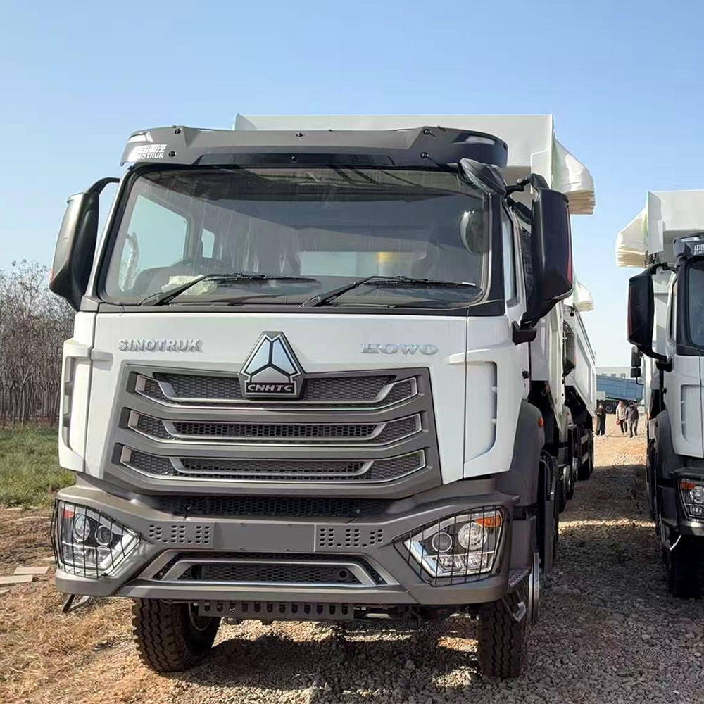 HOWO NX 380HP 8×4 dump truck front view showing cab and chassis for heavy-duty construction and mining