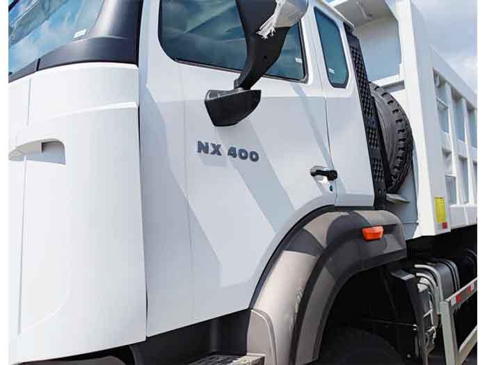 HOWO NX 400HP 6×4 dump truck door close-up showing cabin design and entry features for driver comfort and safety