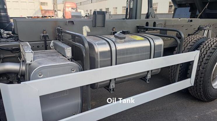 HOWO dump truck fuel tank close-up