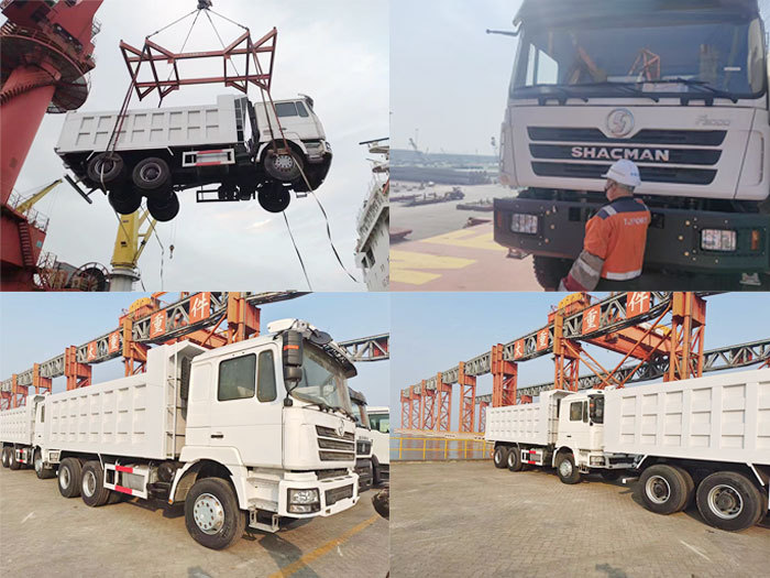 ZW Shacman dump truck at port ready for shipping