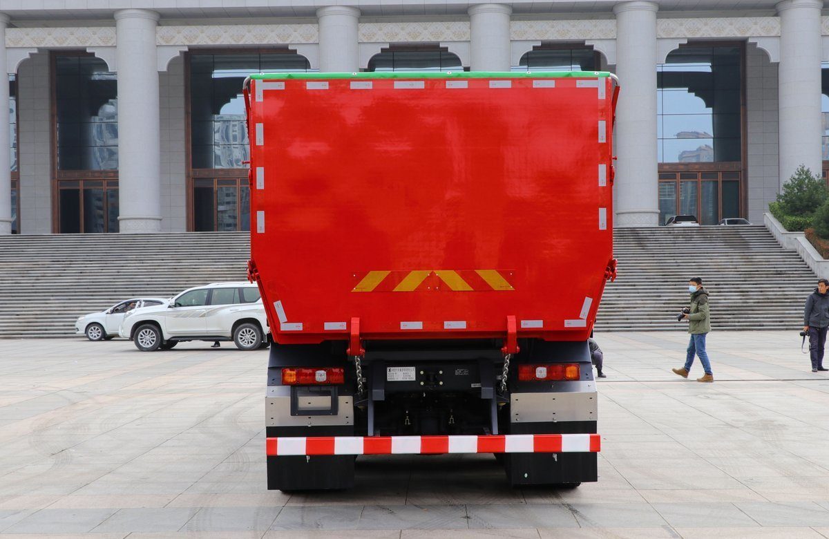 Shacman L3000 8x4 350HP dump truck rear view showing heavy duty chassis and tipping mechanism