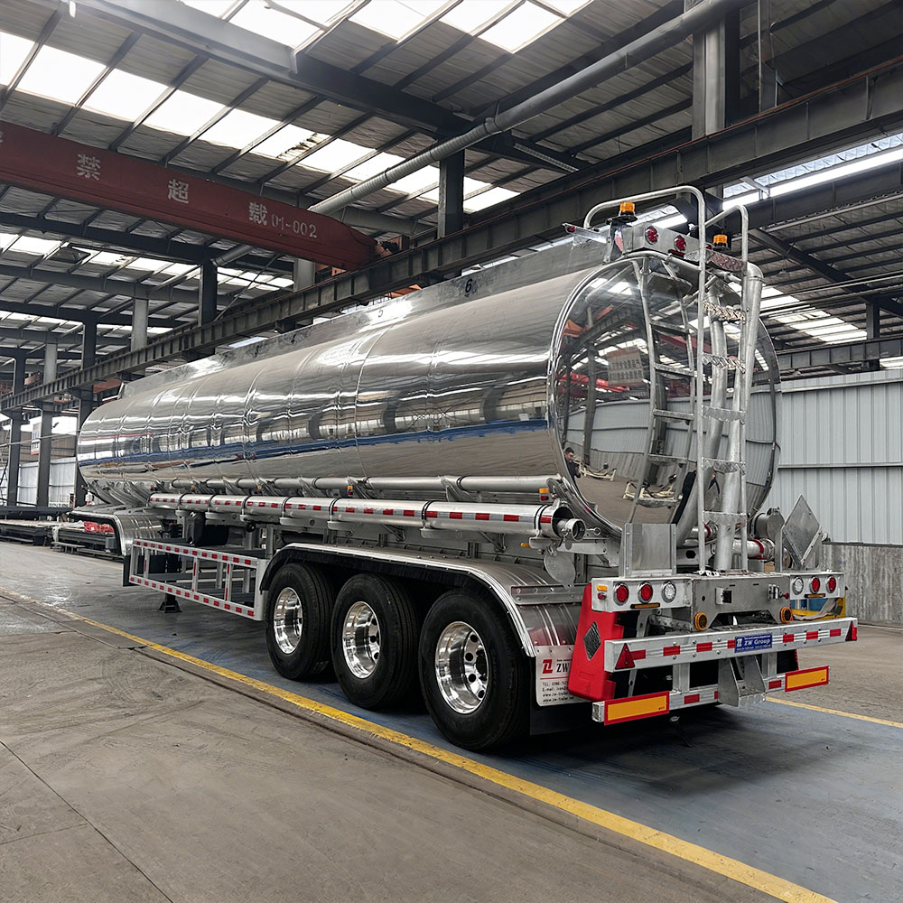 Remolque cisterna de combustible de aluminio pulido de 3 ejes