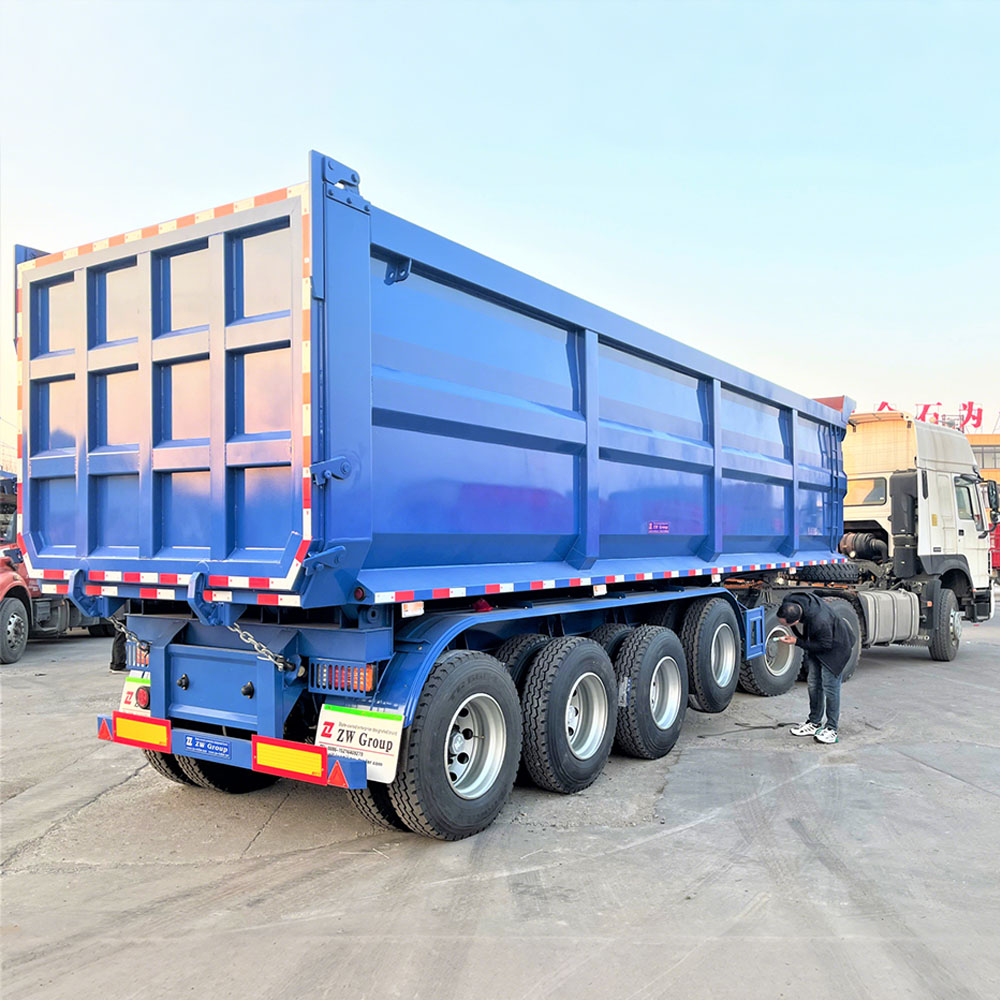 4 Ejes 40CBM Semirremolque Volquete Trasero para Construcción