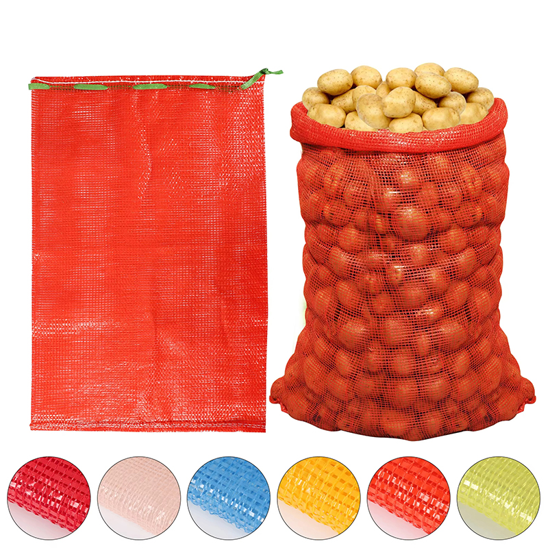 Tubular mesh bags with drawstring