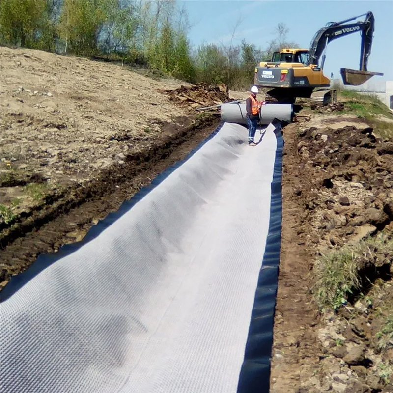Long-filament composite polyester woven geotextile
