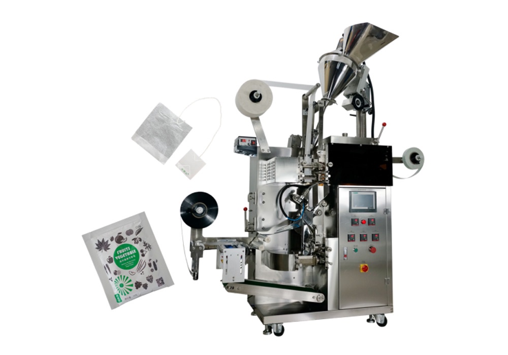  Bagged tea packaging machine with thread hanging and labeling function for inner and outer bags – GQ-169 Particle Volume Cup Quantitative Automatic Packaging Machine (Film Roll)