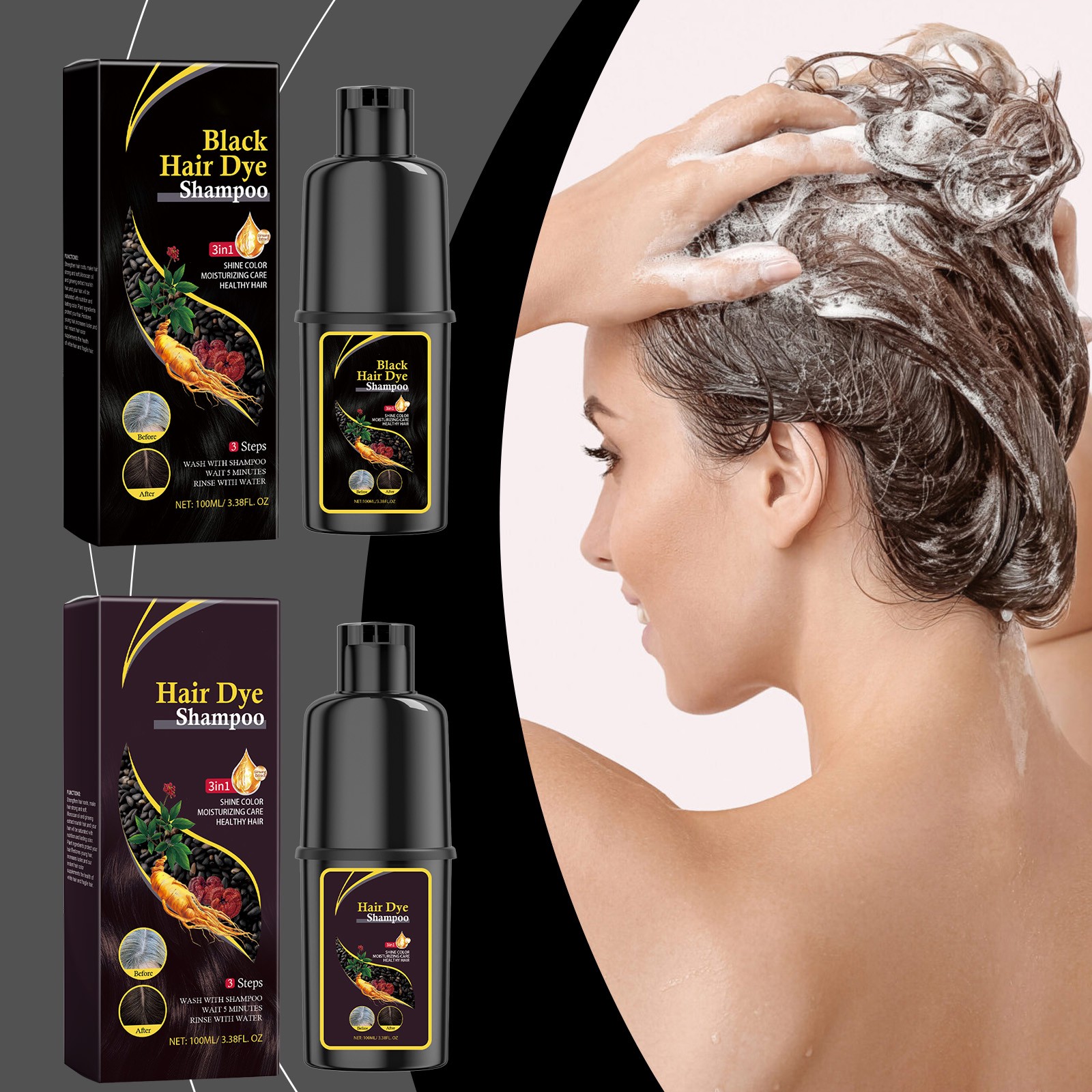 Black Hair Dye and Shampoo