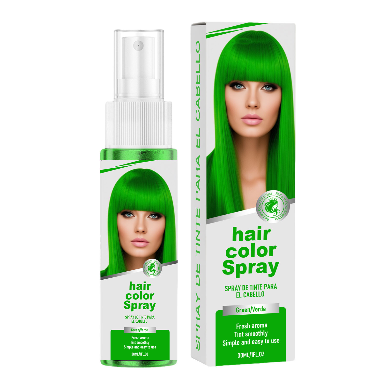 Temporary hair coloring spray (green) Fashion natural color display party stage Temporary colorful and lustrous hairdressing