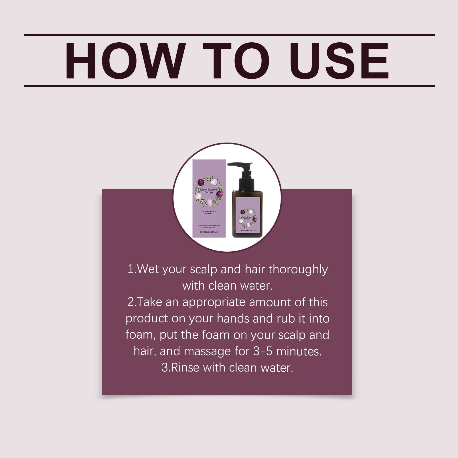 Onion hydrosol shampoo gently cleanses fluffy hair, cleanses soft and smooth hair shampoo