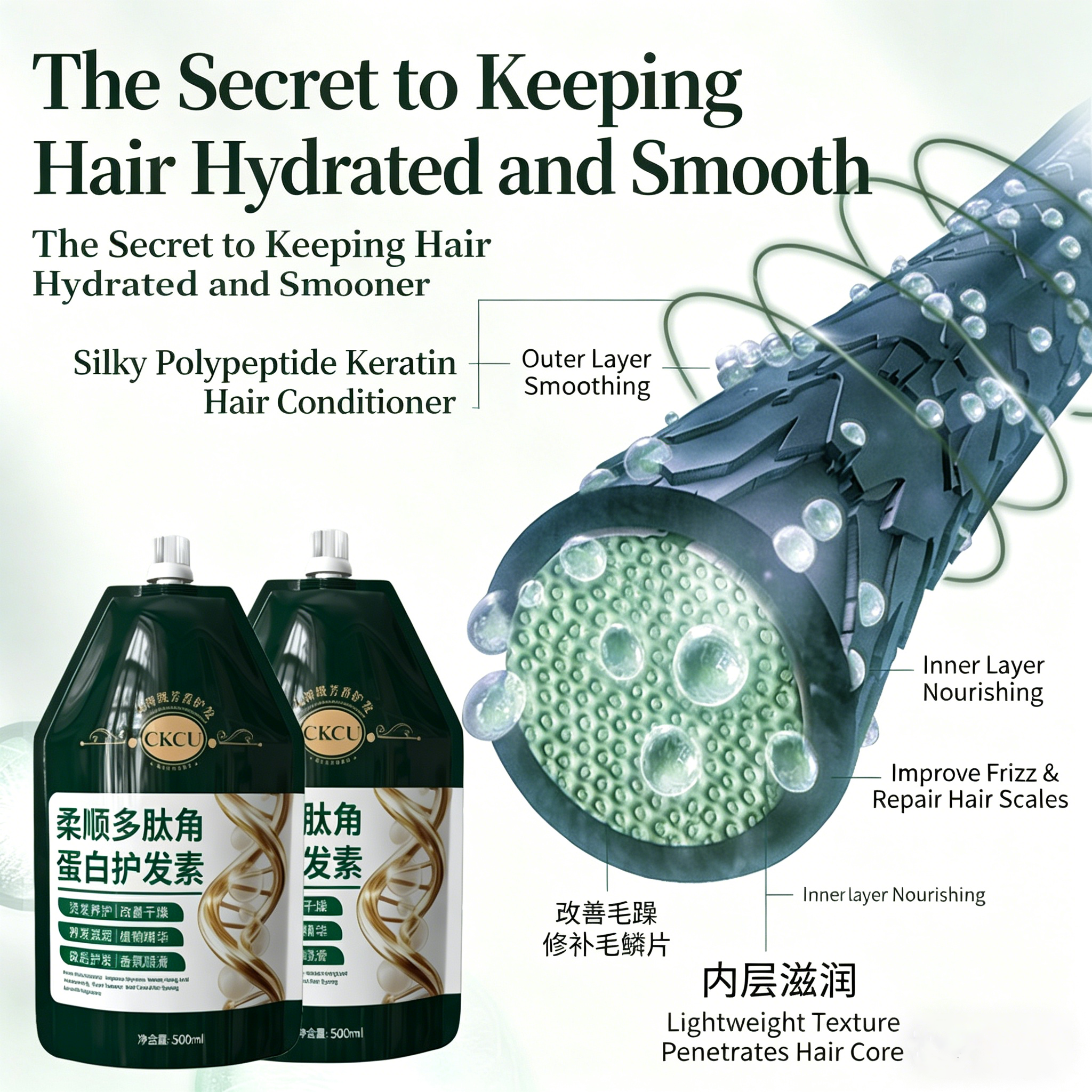 U1001 CKCU Smooth Peptide Keratin Hair Conditioner