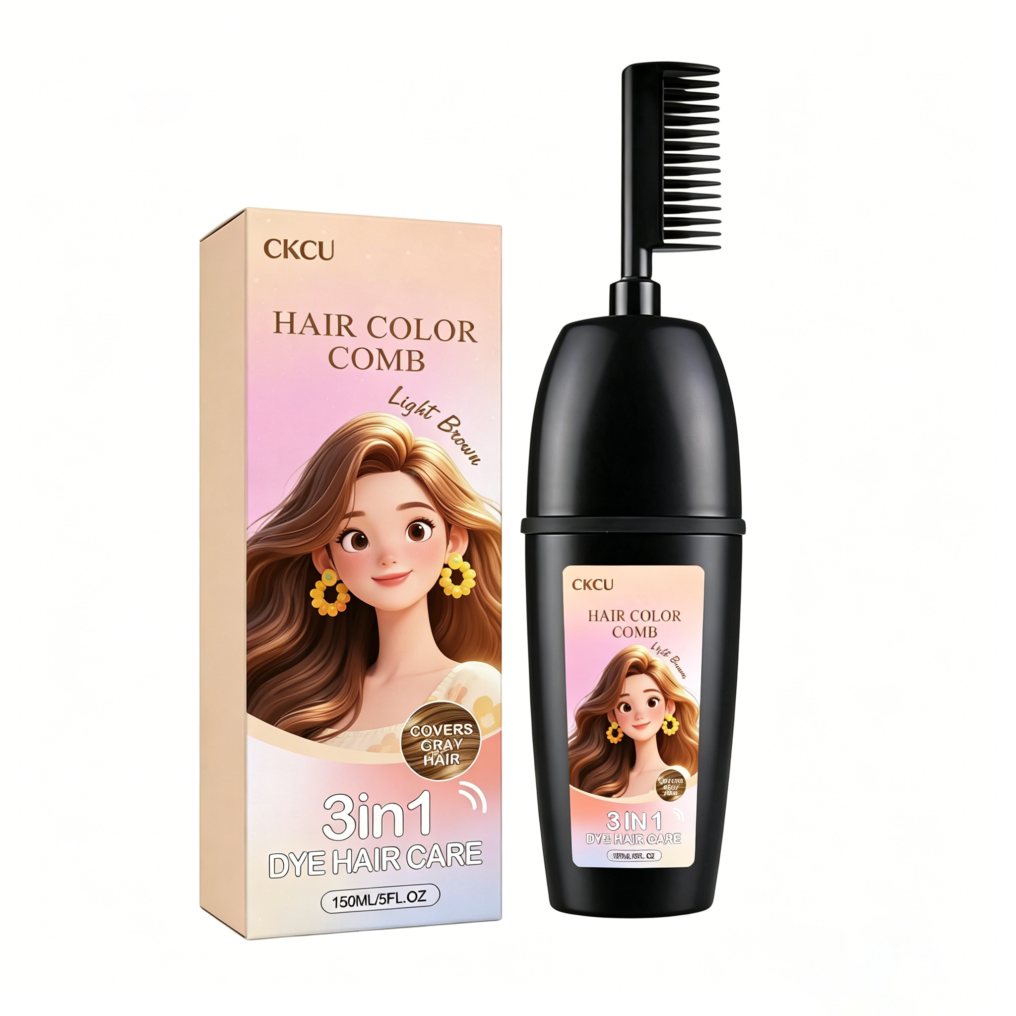 Plant extract hair dye comb (light brown)