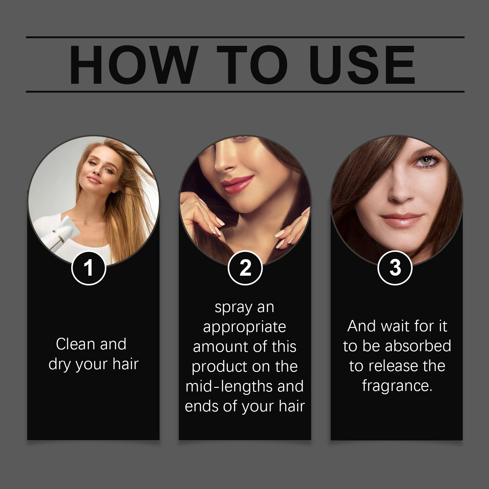 Hair care fragrance spray mildly nourishes hair, fragrance and softness improve irritability, glow and relieve hair care spray