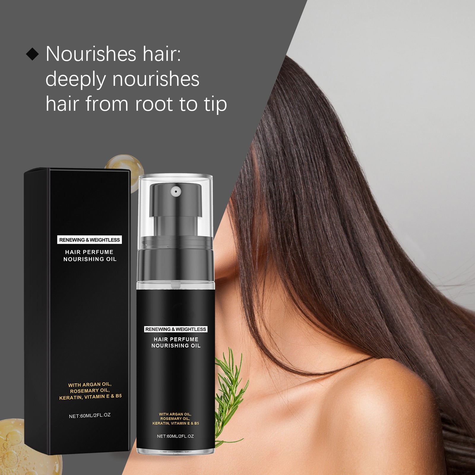 Hair care fragrance spray mildly nourishes hair, fragrance and softness improve irritability, glow and relieve hair care spray