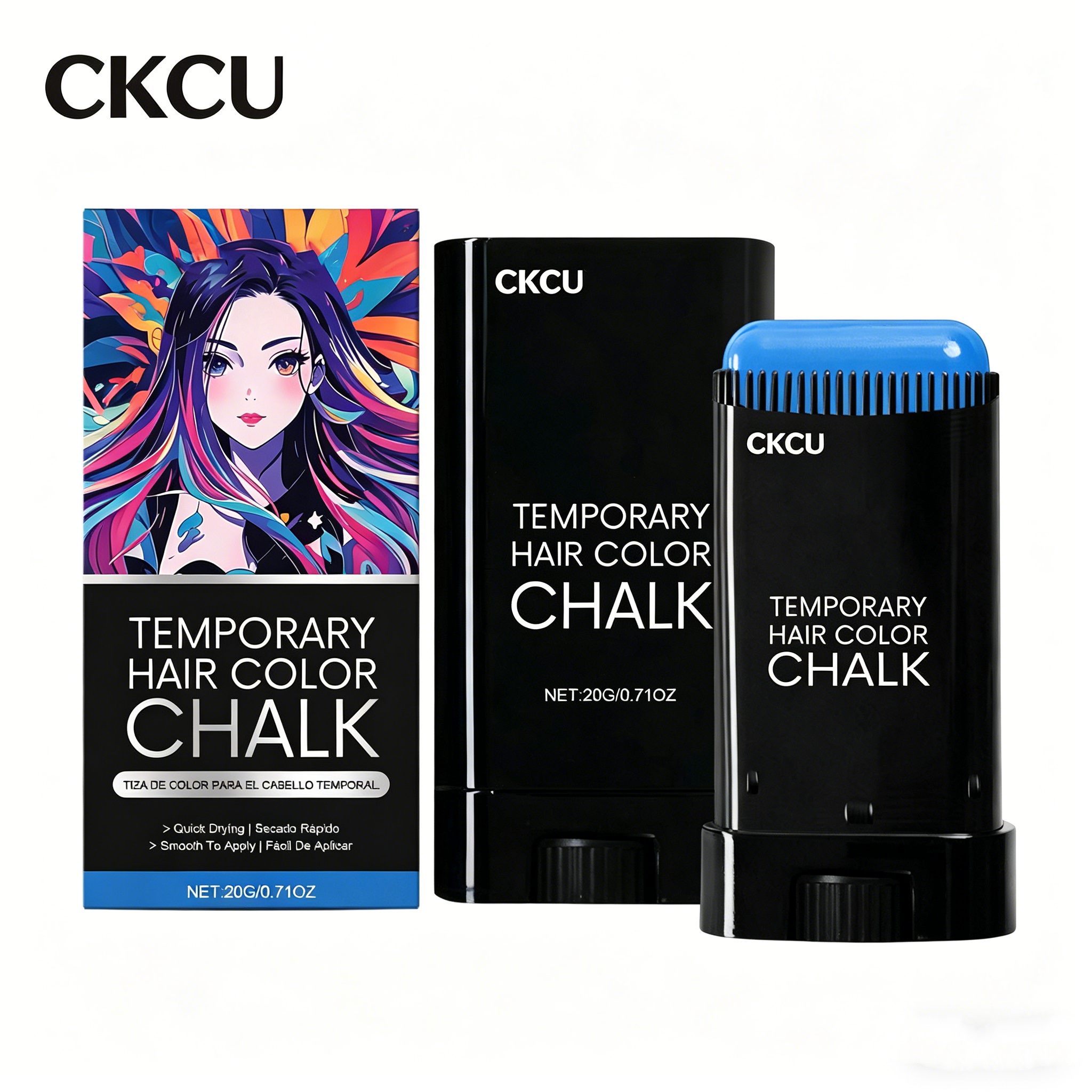 Temporary hair dye stick (blue), party, temporary styling, cool and shiny, natural color display, charm, portable hair styling stick