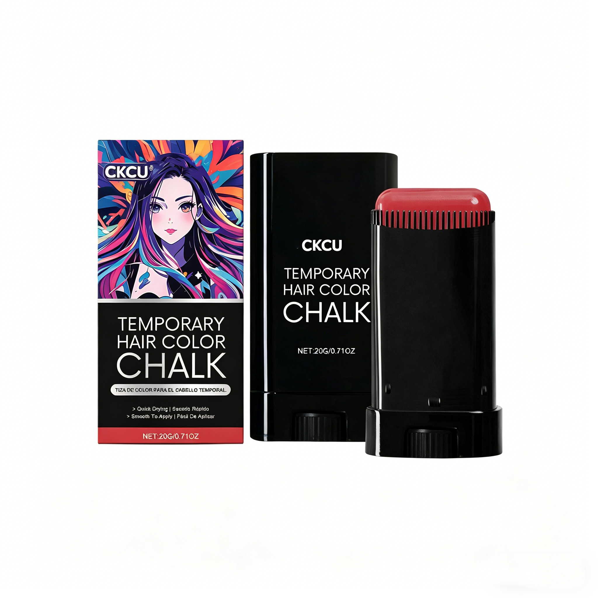 Temporary hair dye stick (red) party temporary styling cool and shiny natural color charm portable hair styling stick