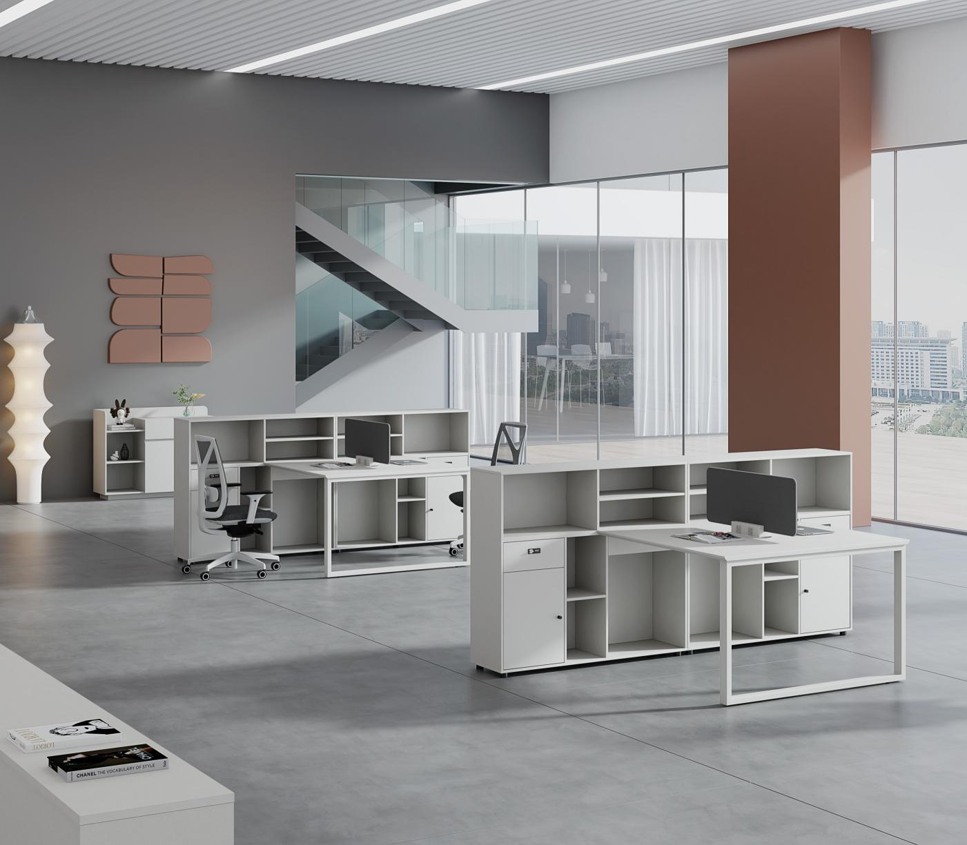 two-person financial desk