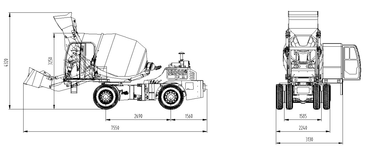 3.5 cubic meter mixer truck
