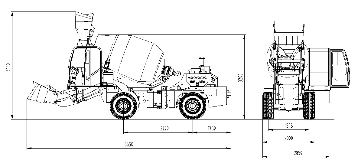 2.6 cubic meter mixer truck