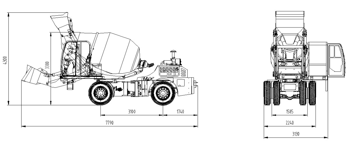 4.0 cubic meter mixer truck