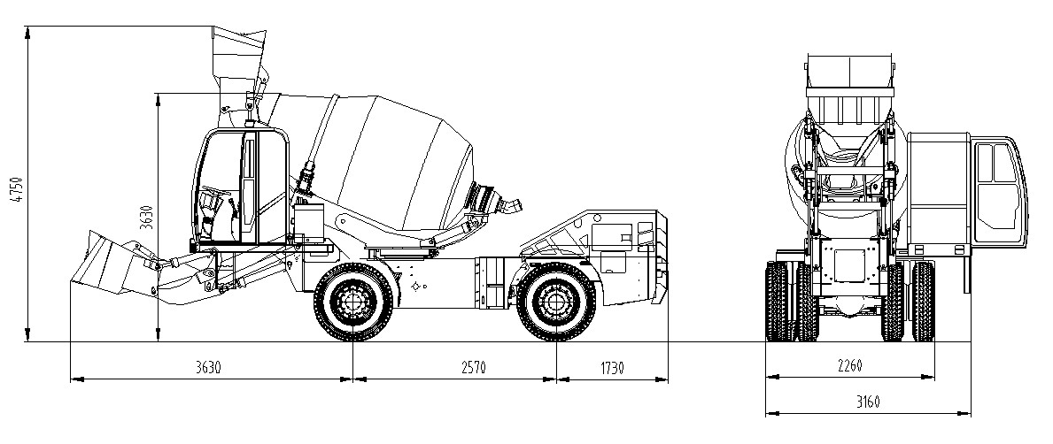 4.5 cubic meter mixer truck