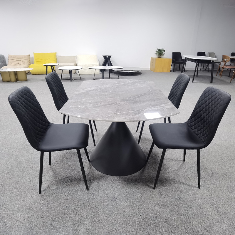 Home Three in One Rotating Rock Plate Dining Table Balcony Creative Edge Table Dual Use Black Sand Foot Rock Plate Small Tea Table