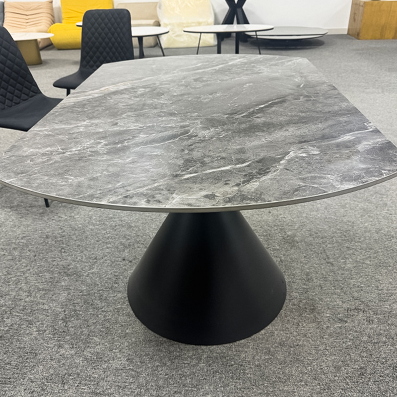 Home Three in One Rotating Rock Plate Dining Table Balcony Creative Edge Table Dual Use Black Sand Foot Rock Plate Small Tea Table