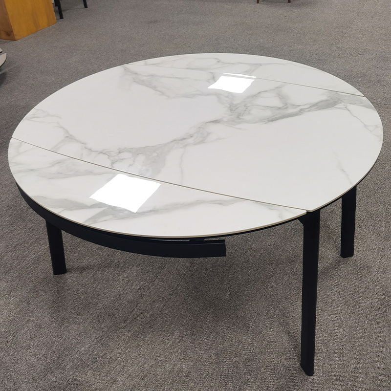 White minimalist commercial reception, negotiation, stainless steel rock plate tea table, rectangular rock plate dining table combination, spot wholesale