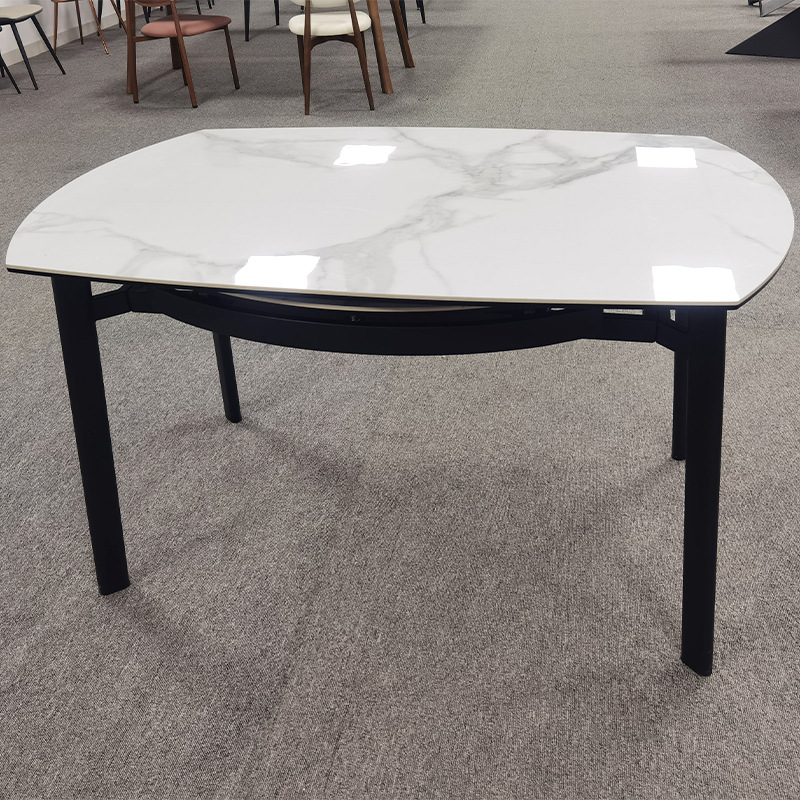 White minimalist commercial reception, negotiation, stainless steel rock plate tea table, rectangular rock plate dining table combination, spot wholesale