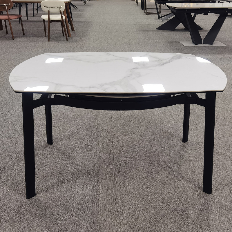White minimalist commercial reception, negotiation, stainless steel rock plate tea table, rectangular rock plate dining table combination, spot wholesale