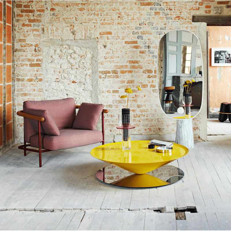 Float French Cream Wabi-Sabi Conical Suspension UFO Coffee Table, Minimalist Modern Italian Living Room Furniture
