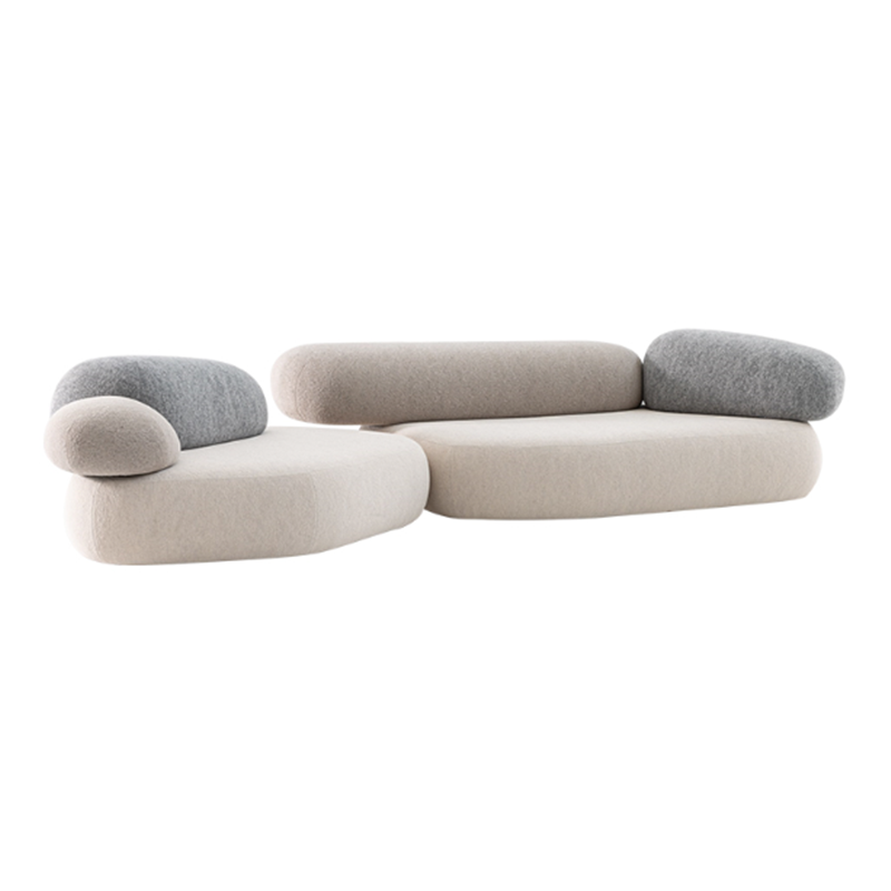 Italian Minimalist Cream Pebble Fabric Sofa  Cream-style Modular Pebble Sofa (Hotel)