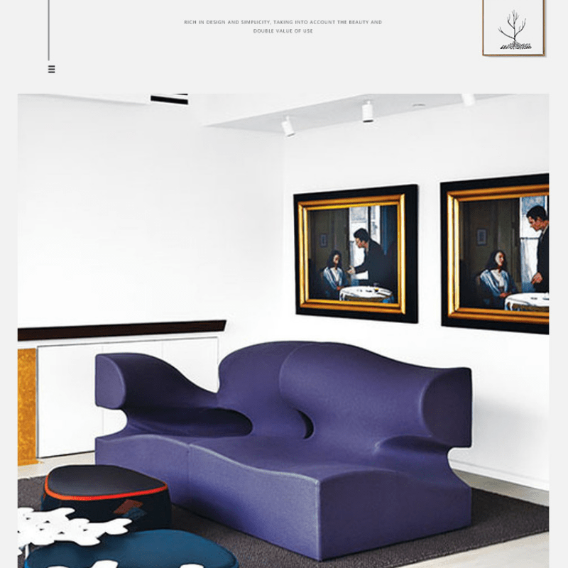 Milan New-Style Designer's Creative Hill Sofa, Hollowed-Out Keel-Shaped Spliced Sofa, Lobby Negotiation Sofa