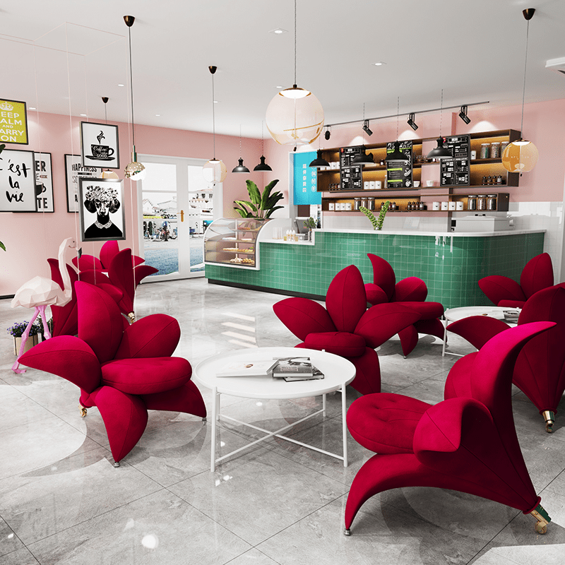 Nordic Designer Shaped Foam Lily Petal Chair – Creative Irregular Leisure Chair for Showroom & Villa