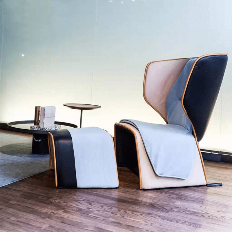 Light Luxury Fiberglass Geometric Chaise Lounge – Creative Diamond-Armrest Lazy Chair for